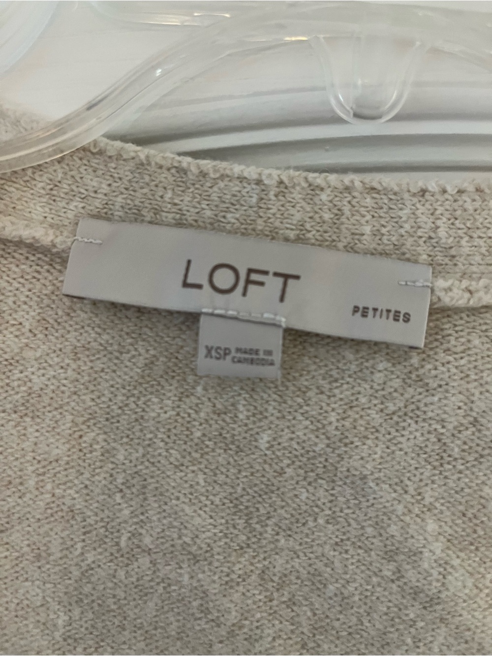LOFT Cream Button-Front Ribbed-Sleeve Cardigan - Picture 2 of 5